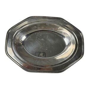 Apollo Bernard Rice's Sons Silver Plated Oval Serving Bowl Octagonal Rim 3944